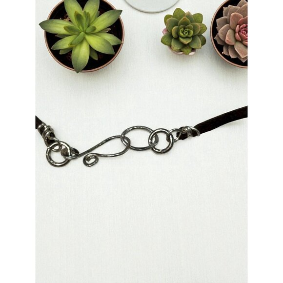 Artisan Original Handmade Silver Acorn & Leaves Pendant Necklace W/ Leather Cord - Picture 9 of 12